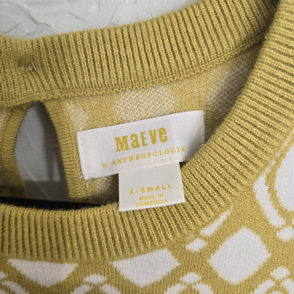 Anthro Maeve Jacquared Harmon Yellow Sweater - Picture 7 of 11
